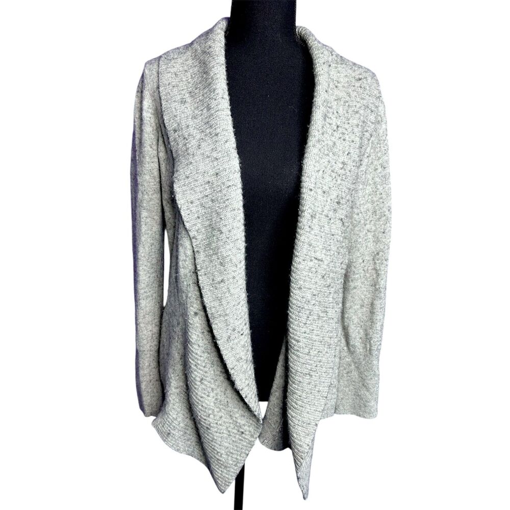 Womens Heather Gray Shawl Collar Cardigan Sz L Wool Cashmere Quiet Luxury Soft